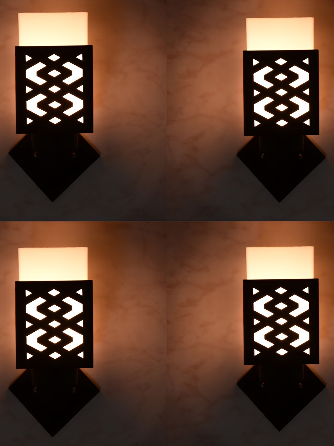 

Afast Black & White 4 Pieces Wood Traditional Square Shaped Wall Lamp