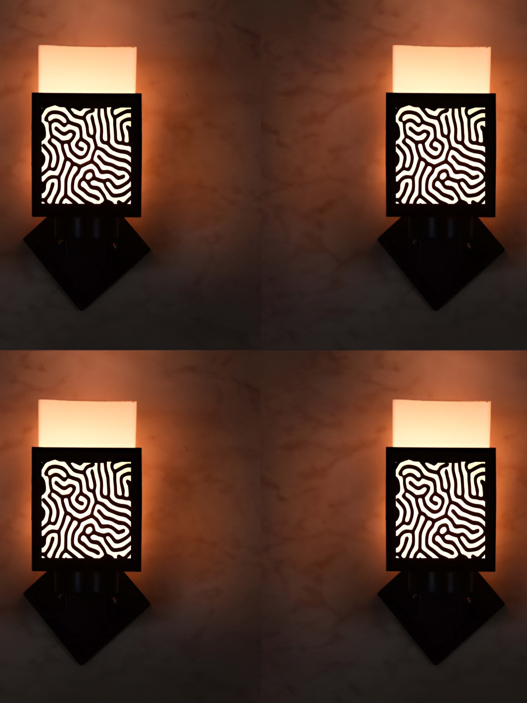 

Afast 4 Pcs Black & White Wooden Traditional Square Shaped Wall Lamps