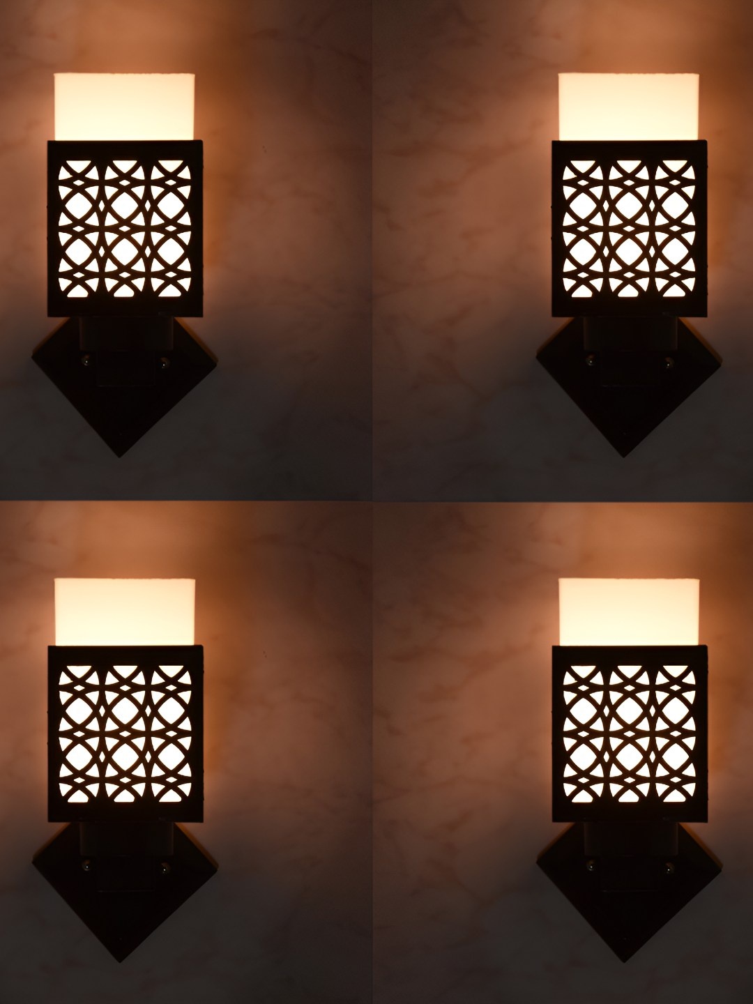 

Afast Black & White 4 Pieces Textured Wood Square Wall Lamps