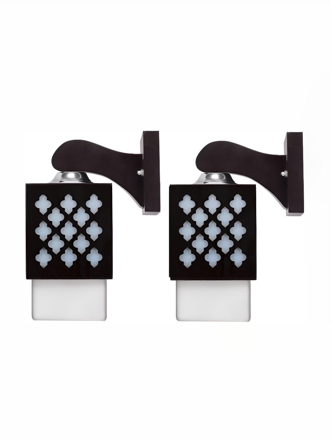 

Afast Black & White 2 Pieces Wooden Textured Traditional Square Wall Lamps