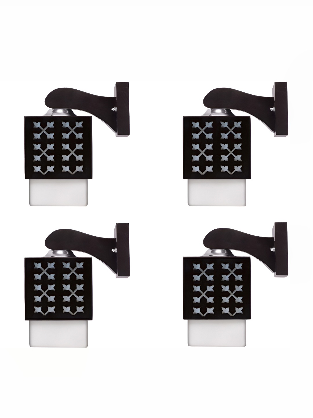 

Afast White & Black 4 Pieces Textured Contemporary Wood Square Shaped Wall Lamps