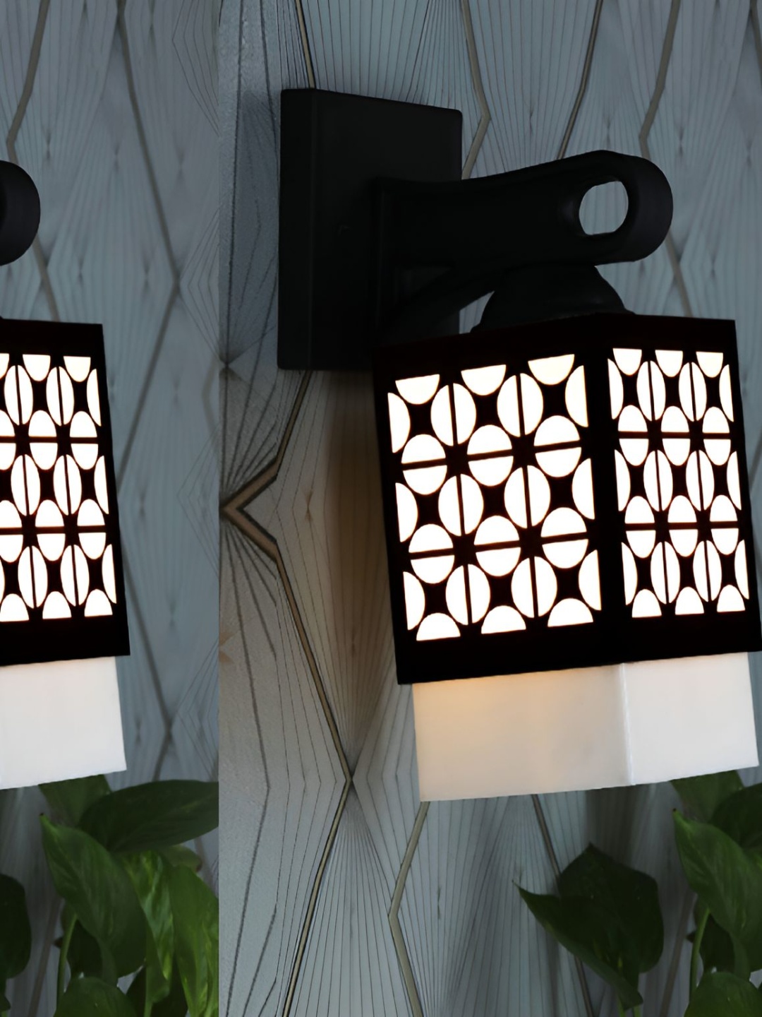 

Afast Black & White 2 Pieces Square Wooden Textured Wall Lamp
