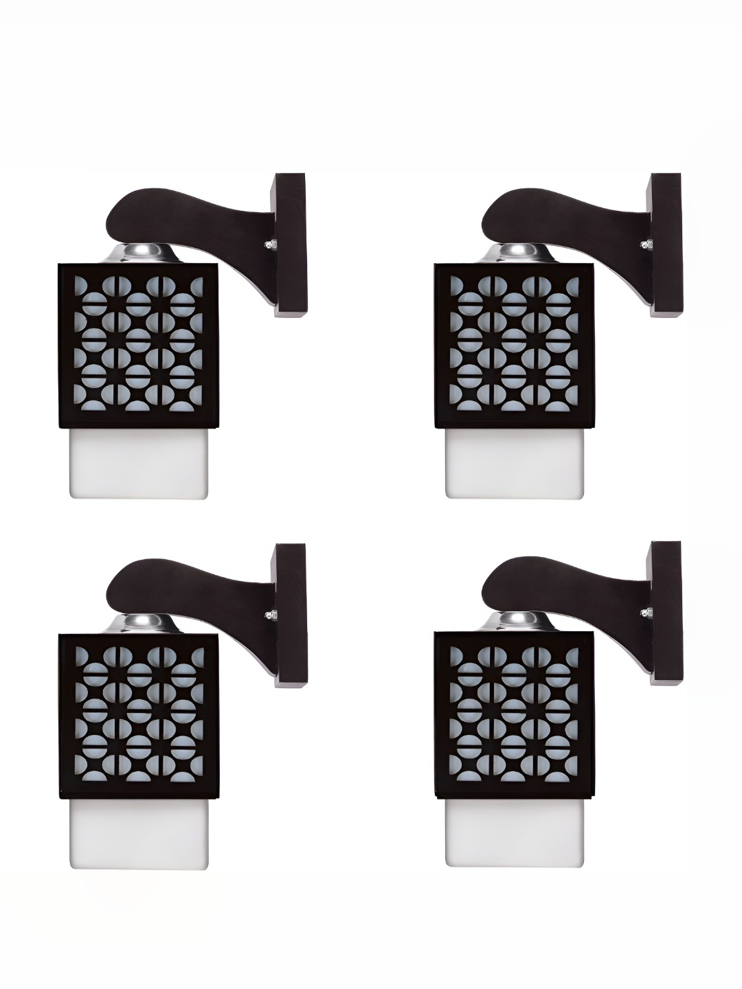 

Afast Black White 4 Pieces Square Wooden Textured Wall Lamps