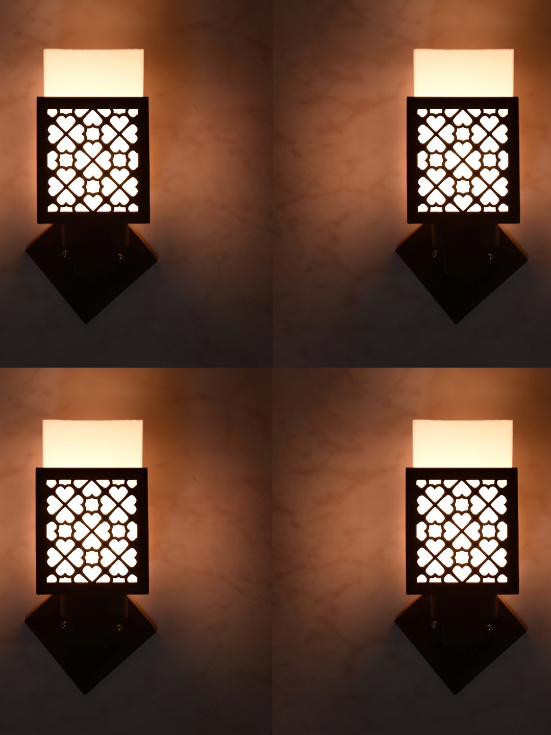 

Afast 4 Pcs Black & White Wooden Traditional Square Shaped Wall Lamps