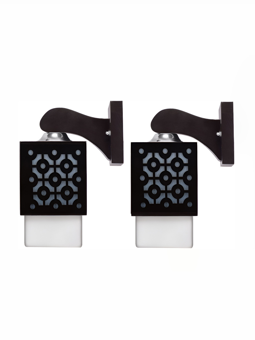 

Afast Black 2 Pieces Textured Wooden Traditional Square Shaped Wall Lamps