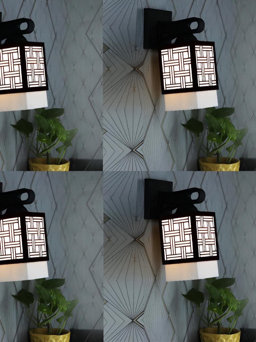

Afast White & Black 4 Pieces Wooden Traditional Square Shaped Wall Lamp