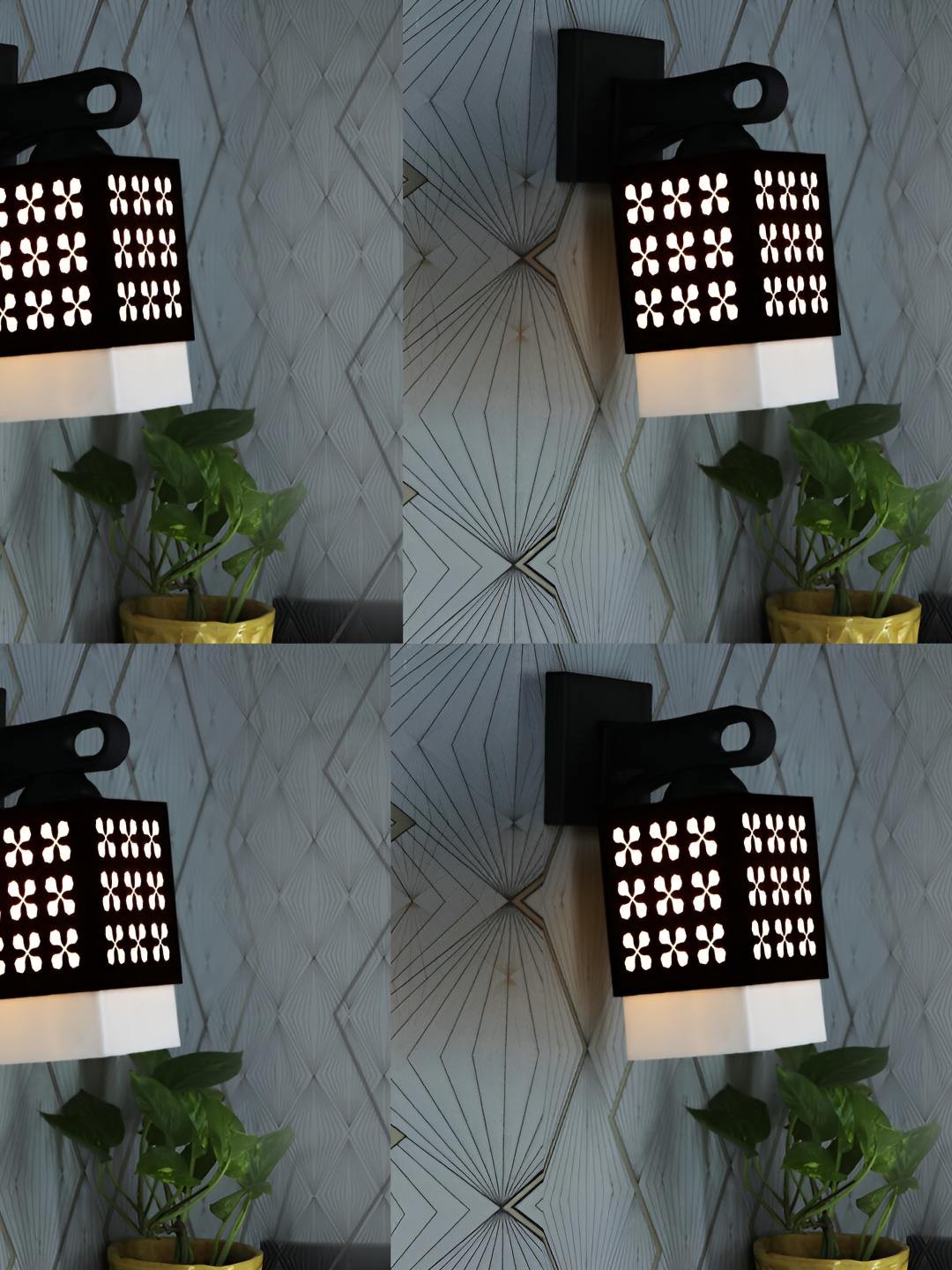 

Afast Black White 4 Pieces Square Wooden Textured Wall Lamp