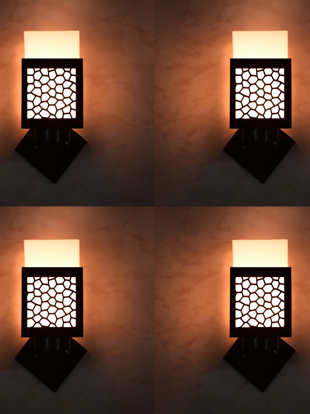 

Afast Black & White 4 Pieces Textured Contemporary Square Shaped Wall Lamps