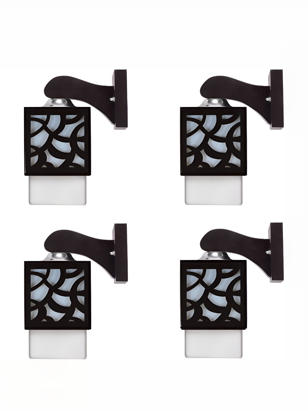 

Afast Black & White 4 Pieces Wooden Textured Square Wall Lamps
