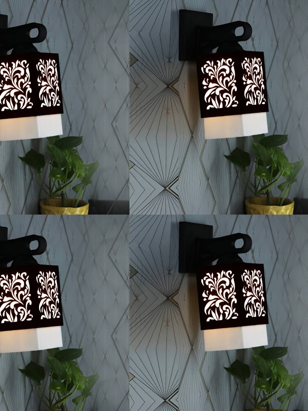 

Afast Black & White 4 Pieces Wood Traditional Square Shaped Wall Lampss