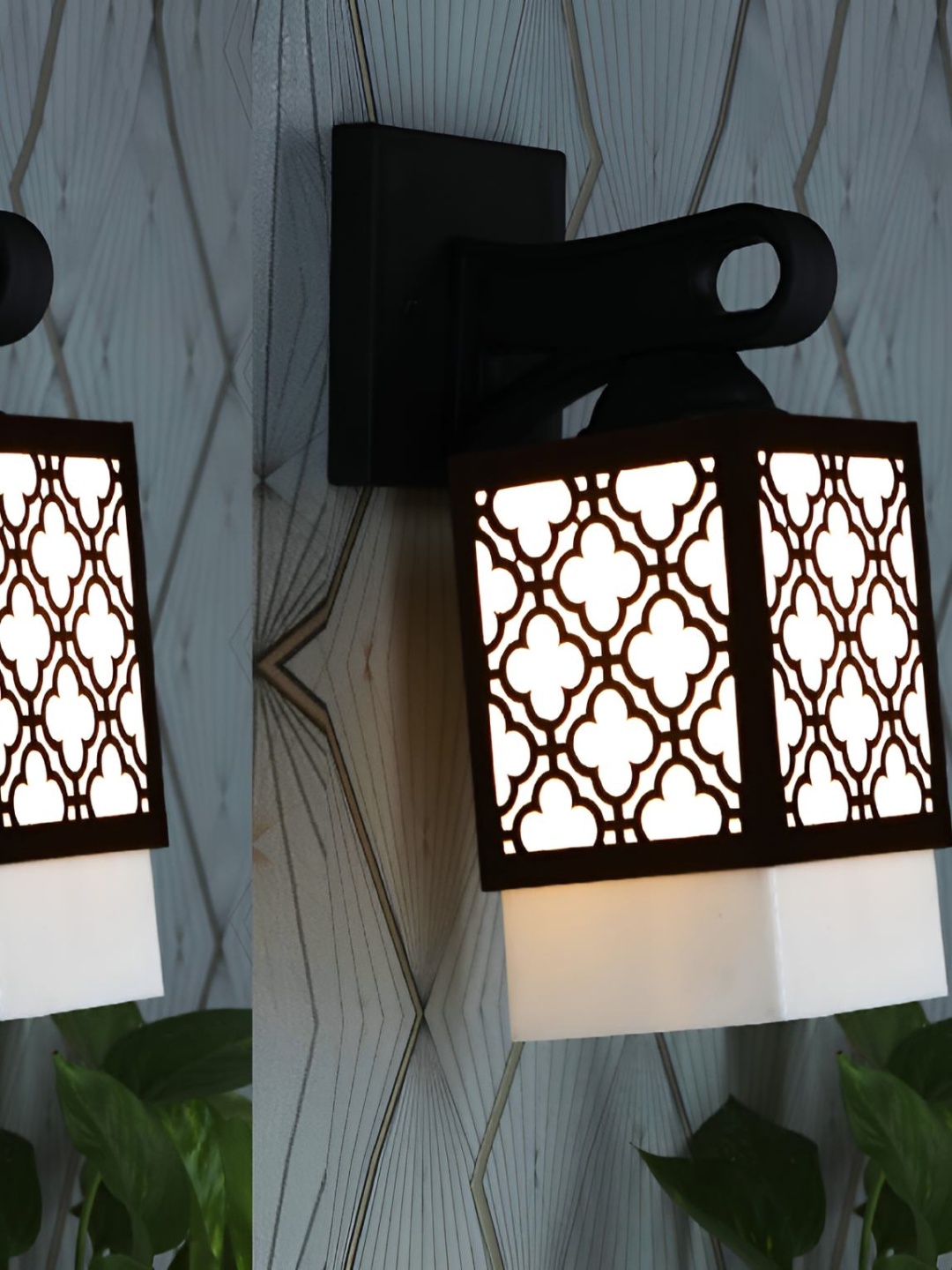 

Afast White & Black 2 Pieces Textured Contemporary Wood Square Shaped Wall Lamps