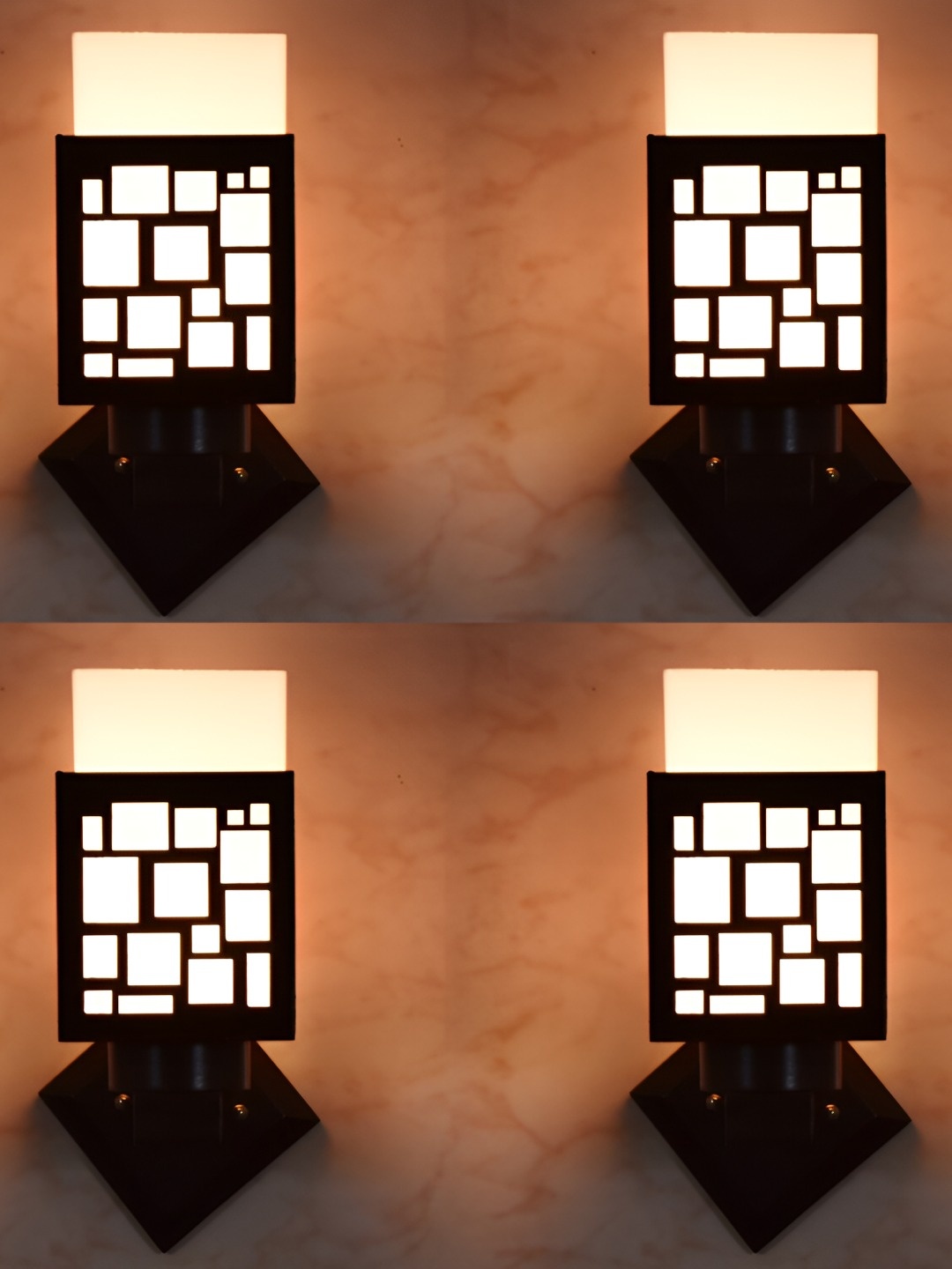 

Afast 4 Pcs Black & White Wooden Traditional Square Shaped Wall Lamps