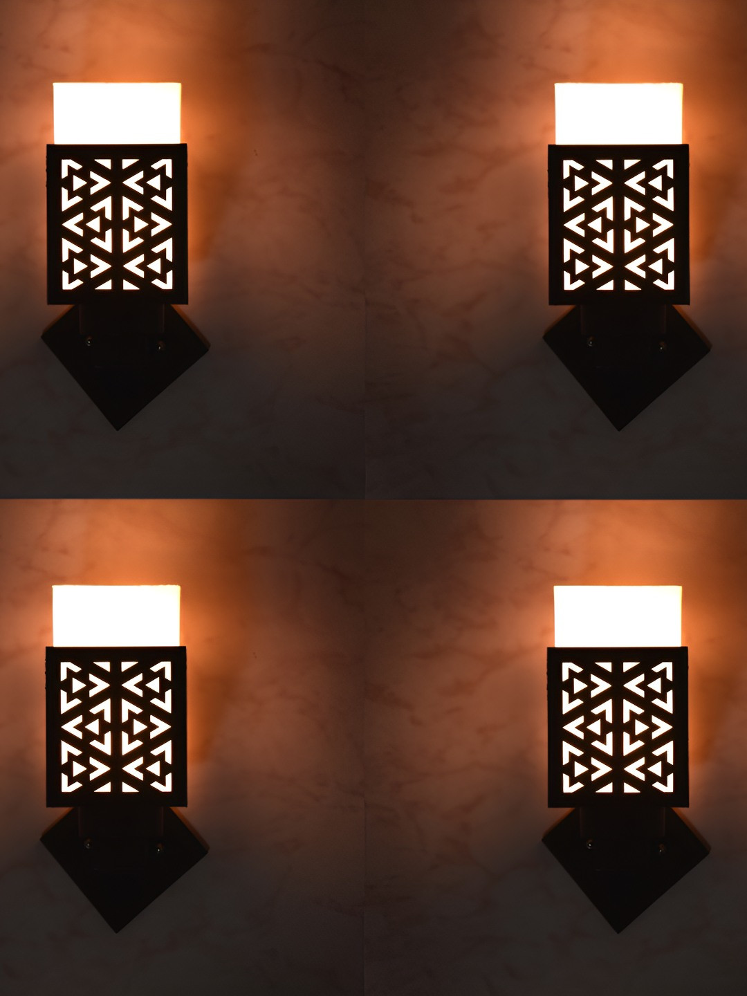 

Afast 4 Pcs Black & White Wooden Traditional Square Shaped Wall Lamps