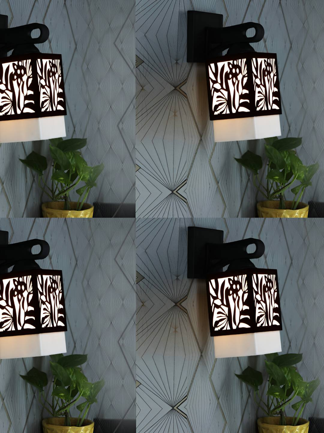 

Afast White & Black 4 Pieces Wooden Traditional Square Shaped Wall Lamp
