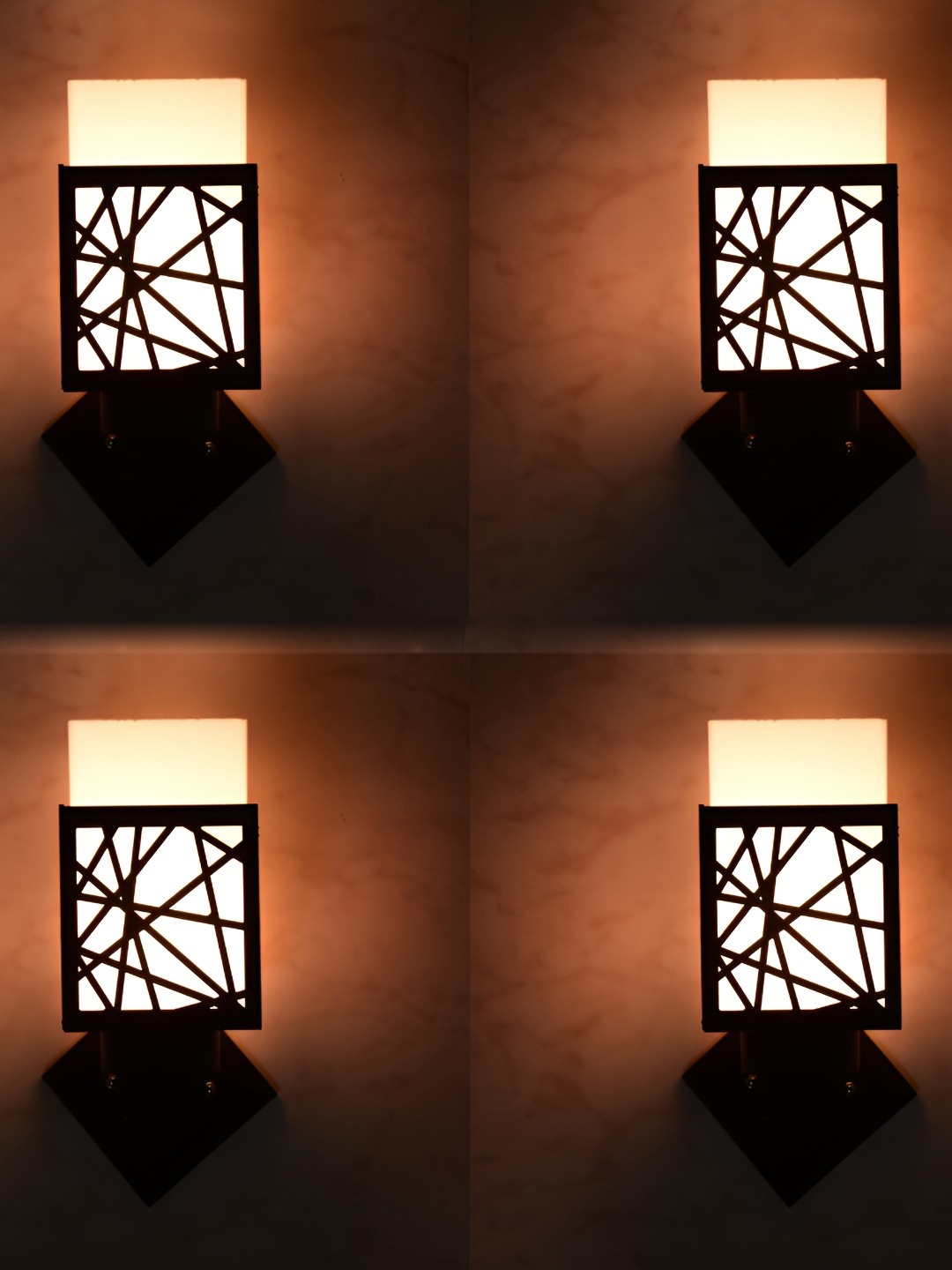 

Afast Black and White 4 Pieces Wooden Traditional Square Shaped Wall Lamp