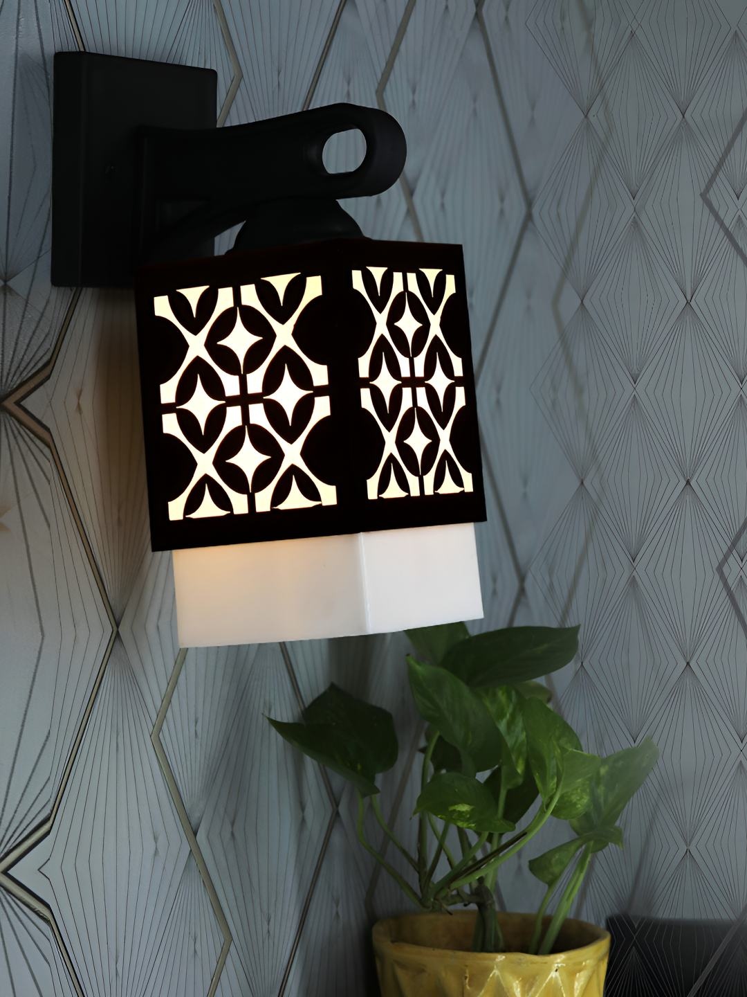 

Afast White & Black Textured Contemporary Wood Square Shaped Wall Lamp
