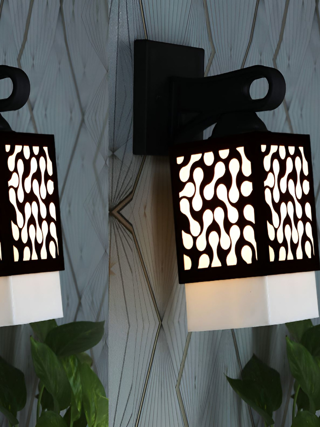 

Afast Black & White 2 Pieces Textured Contemporary Wooden Square Wall Lamps