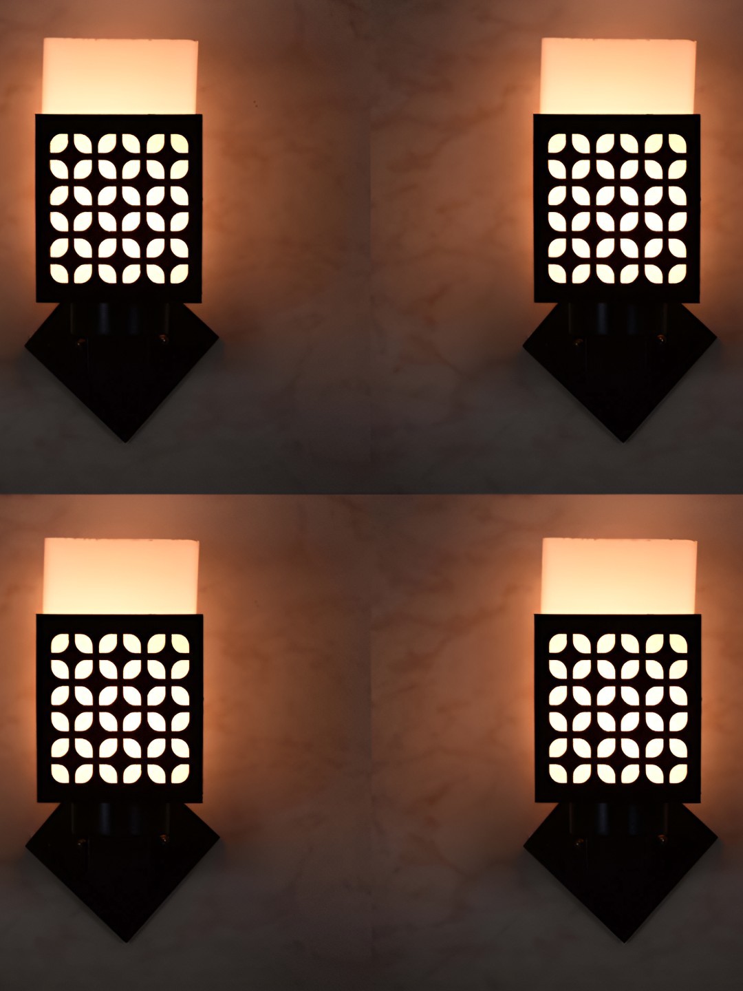 

Afast Black & White 2 Pieces Square Wooden Textured Wall Lamp