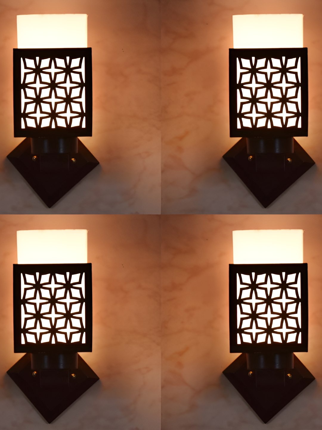 

Afast Black & White 4 Pieces Wooden Contemporary Square Shaped Wall Lamp