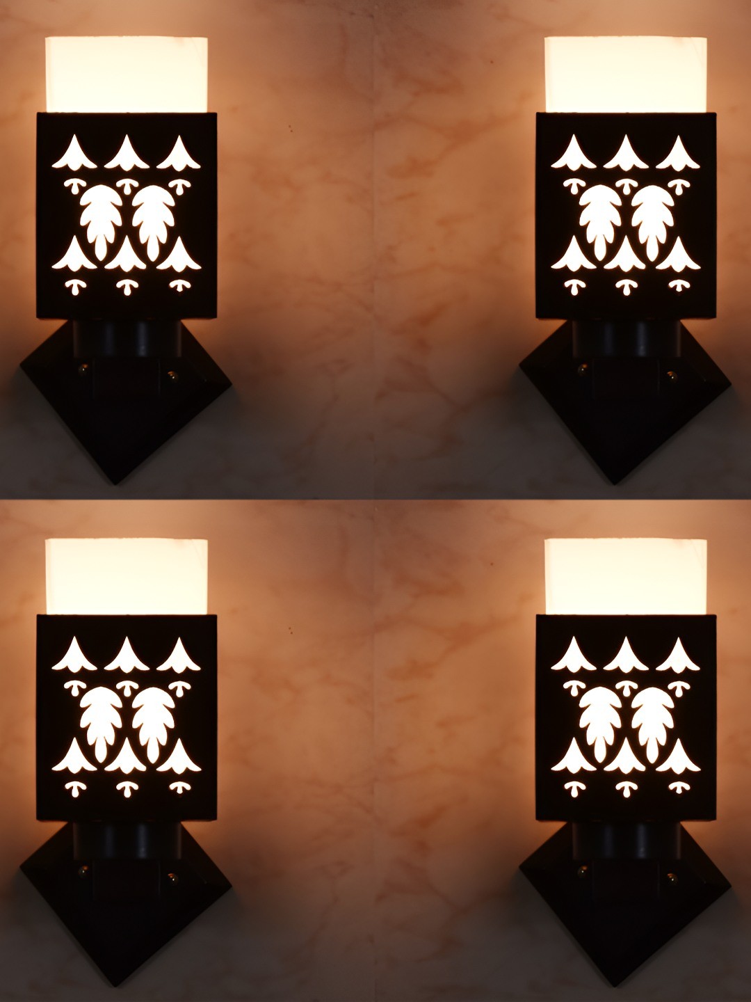 

Afast Black & White 4 Pieces Textured Wood Traditional Square Shaped Wall Lamp