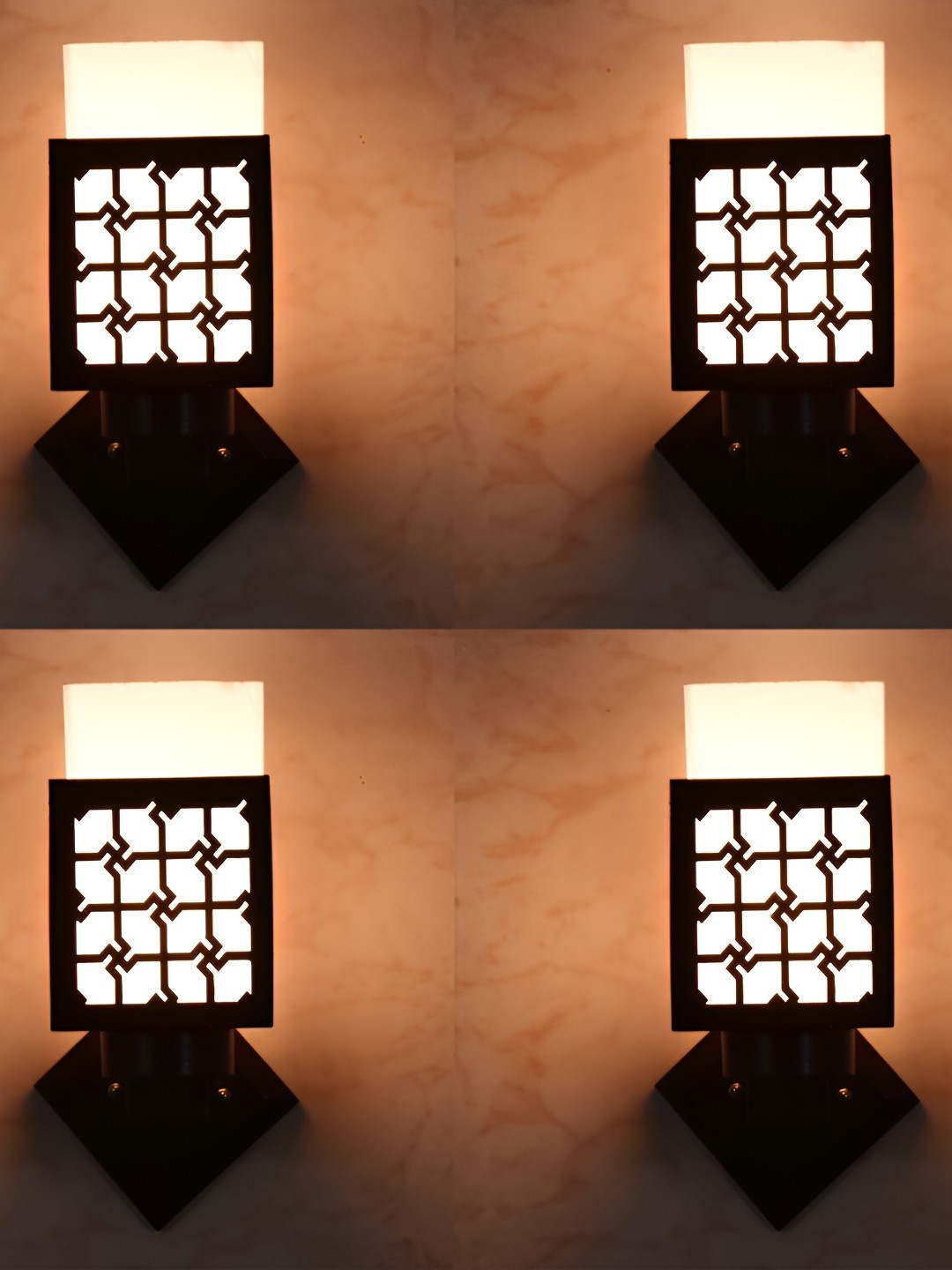 

Afast Black & White 4 Pieces Textured Wood Traditional Square Shaped Wall Lamp