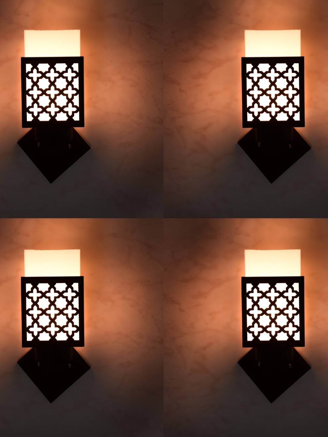 

Afast 4 Pcs Black & White Wooden Traditional Square Shaped Wall Lamps