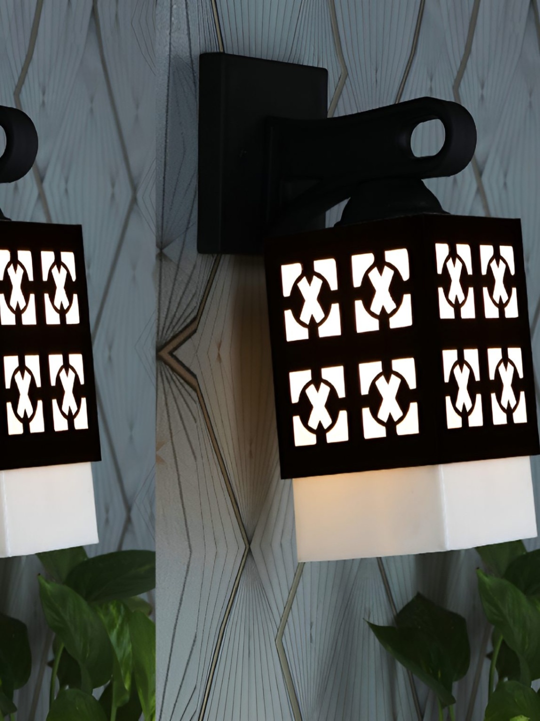 

Afast 2 Pcs Black & White Wooden Traditional Square Shaped Wall Lamps