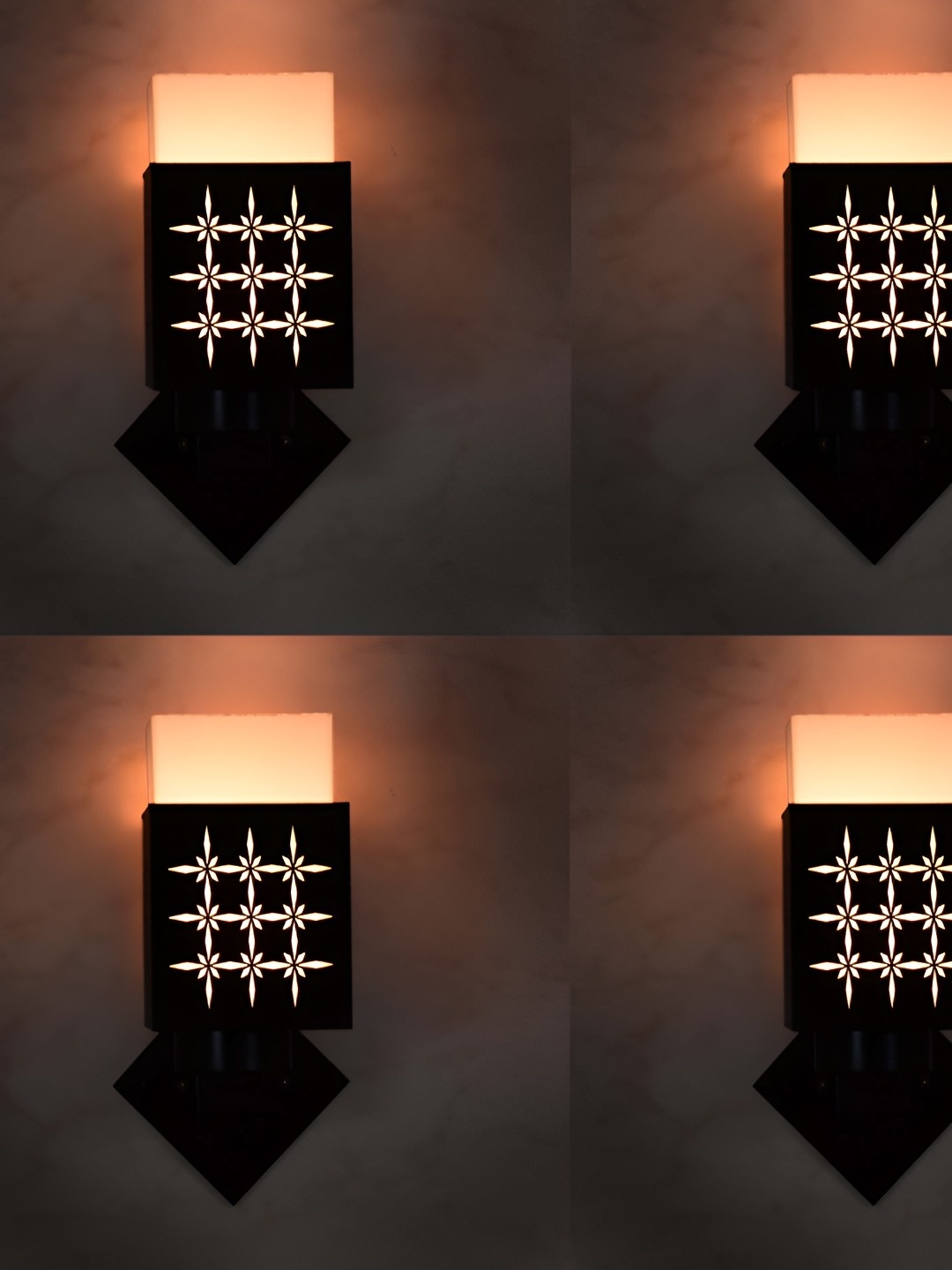 

Afast Brown White 4 Pieces Square Wooden Textured Wall Lamp