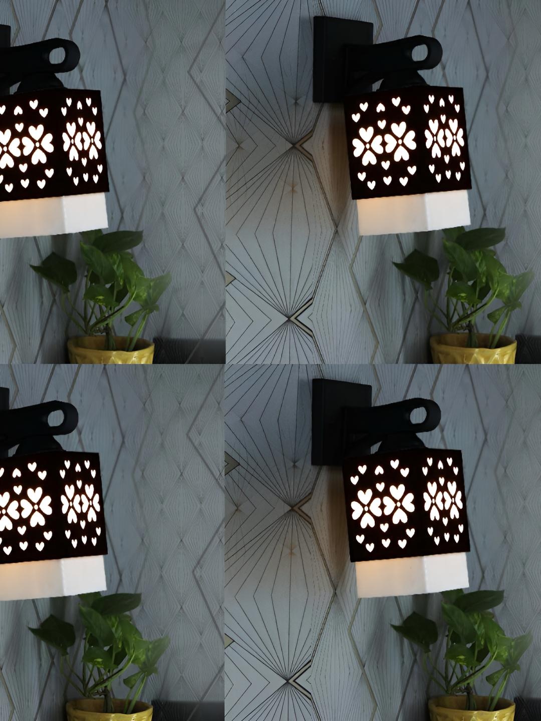 

Afast Black & White 4 Pieces Textured Wooden Square Shaped Wall Lamps