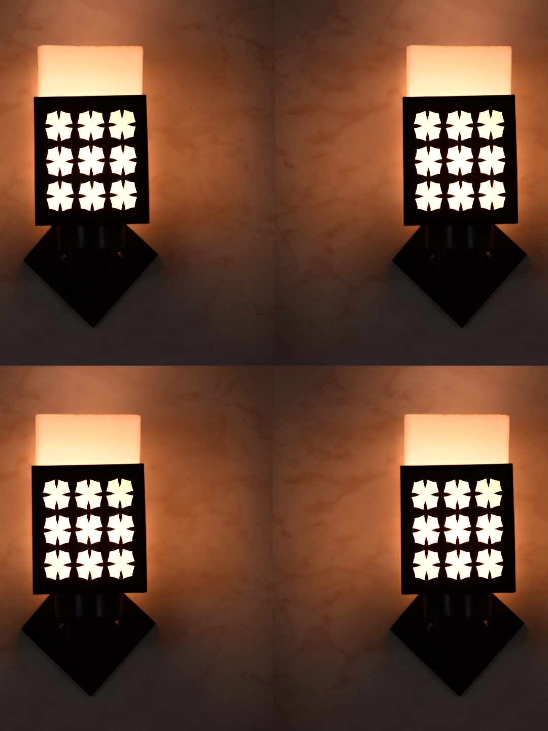 

Afast White & Black 4Pieces Textured Wooden Square Shaped Wall Lamp