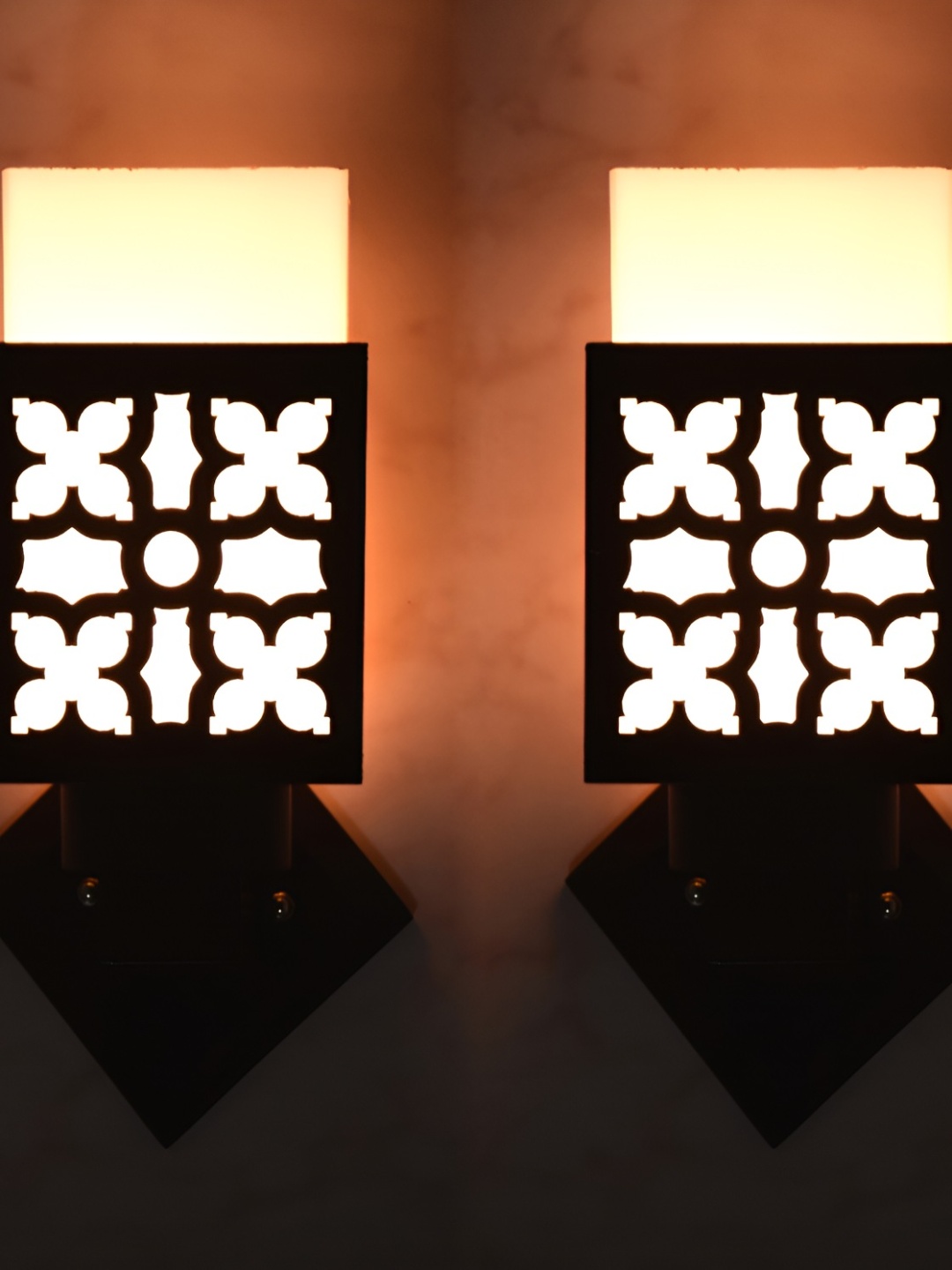 

Afast Black & White 2 Pieces Textured Wooden Contemporary Square Wall Lamps