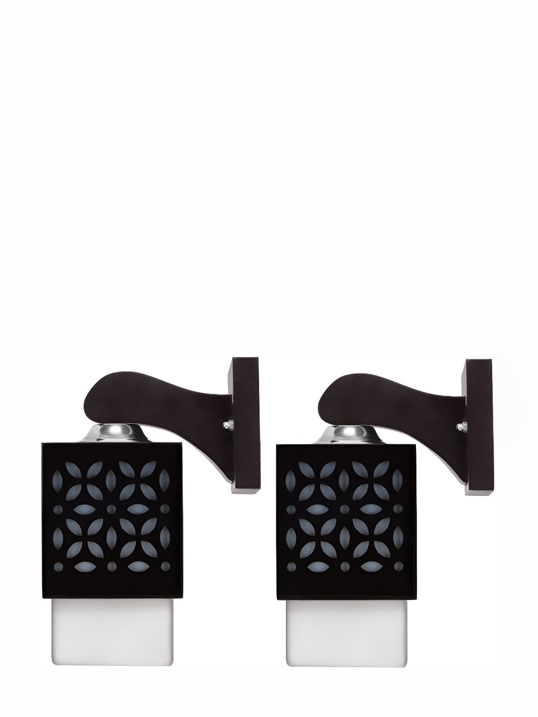 

Afast White & Black 2 Pieces Wood Textured Contemporary Square Shaped Wall Lamps