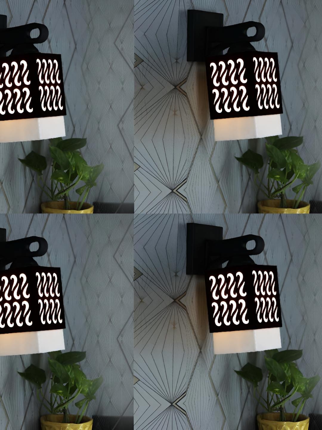 

Afast Black & White 4 Pieces Textured Wooden Contemporary Wall Lamps
