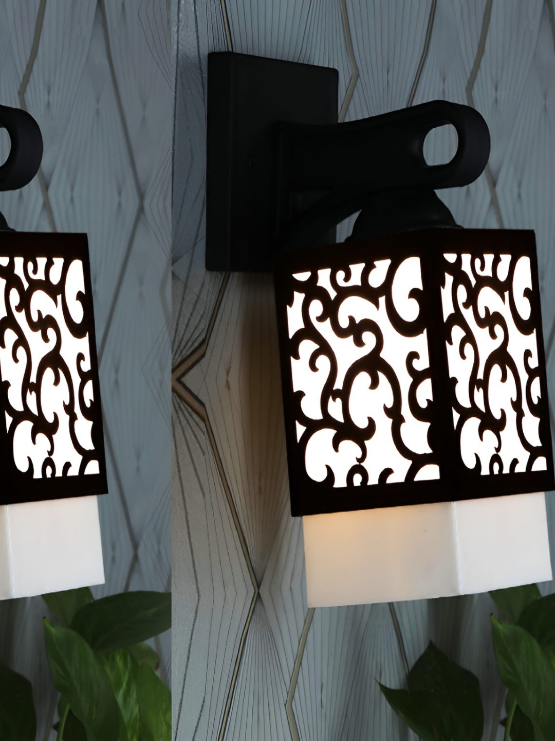 

Afast Black & White 2 Pieces Wood Traditional Square Shaped Wall Lamp