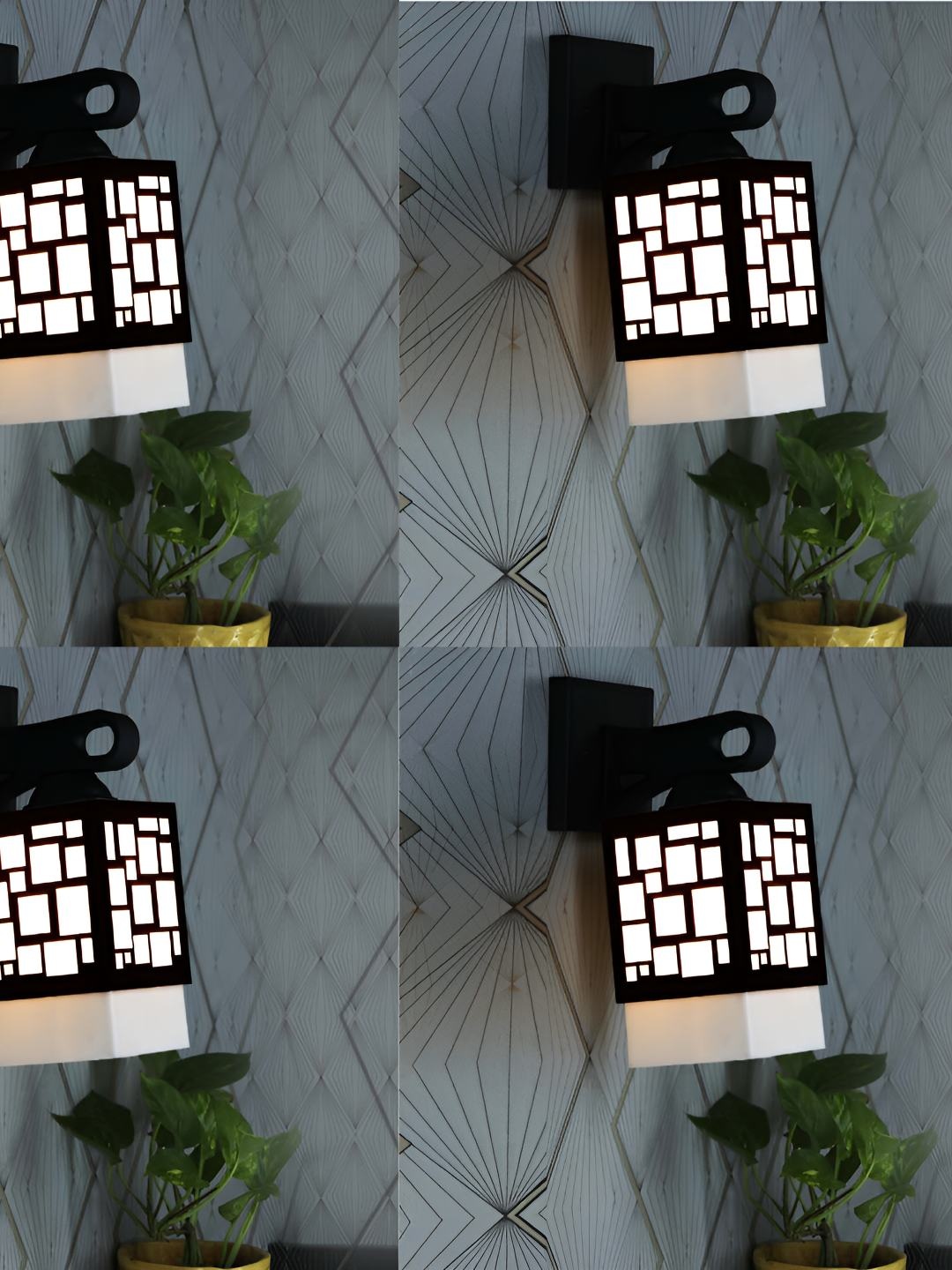 

Afast Black & White 4 Pieces Textured Wooden Contemporary Wall Lamps