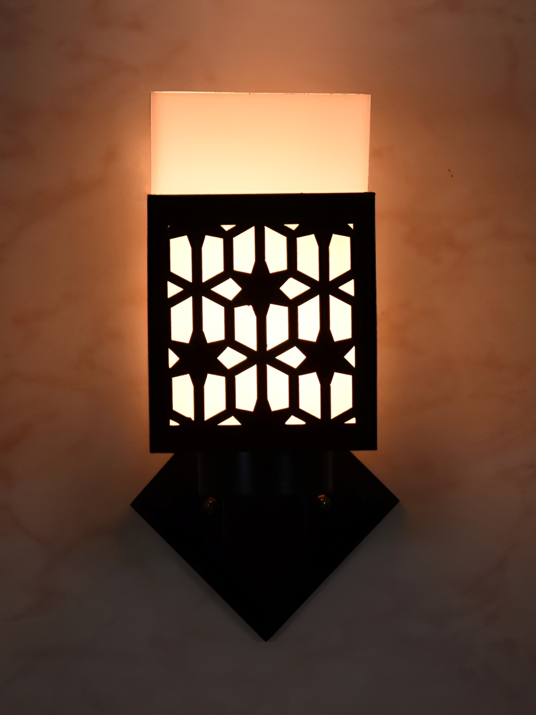 

Afast Brown & White Wooden Textured Square Wall Lamp
