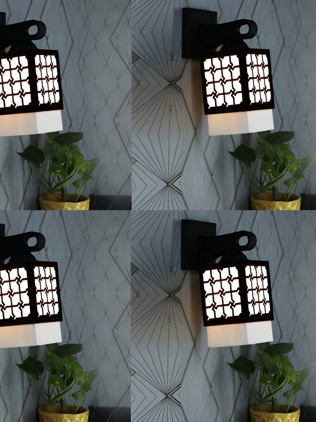 

Afast 4 Pcs Black & White Wooden Traditional Square Shaped Wall Lamps