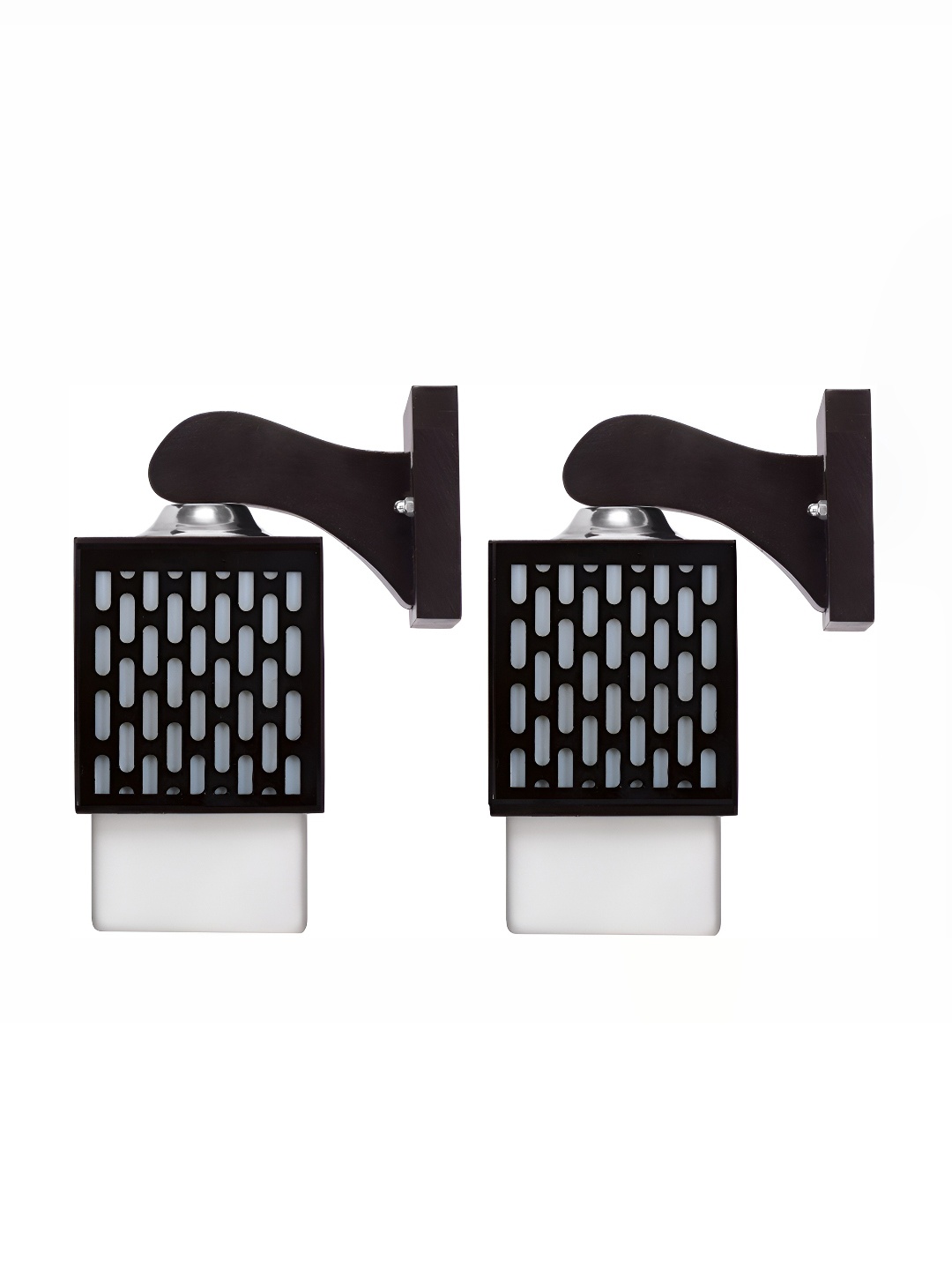 

Afast 2 Pcs Black & White Wooden Traditional Square Shaped Wall Lamps