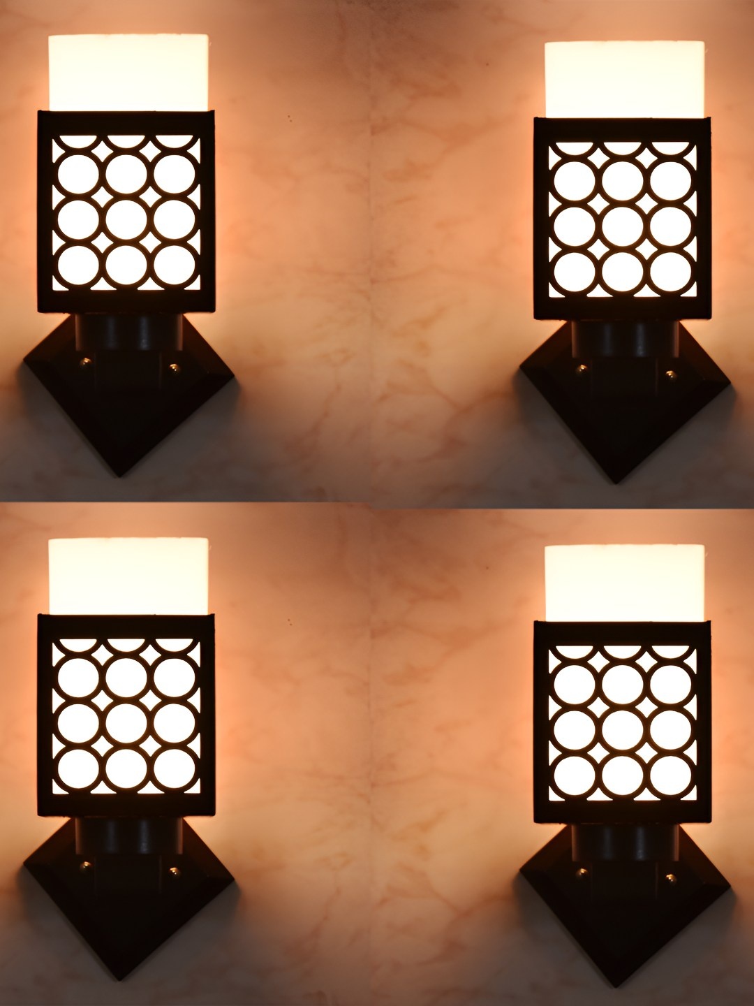

Afast Black & White 4 Pieces Wood Traditional Textured Square Shaped Wall Lamp