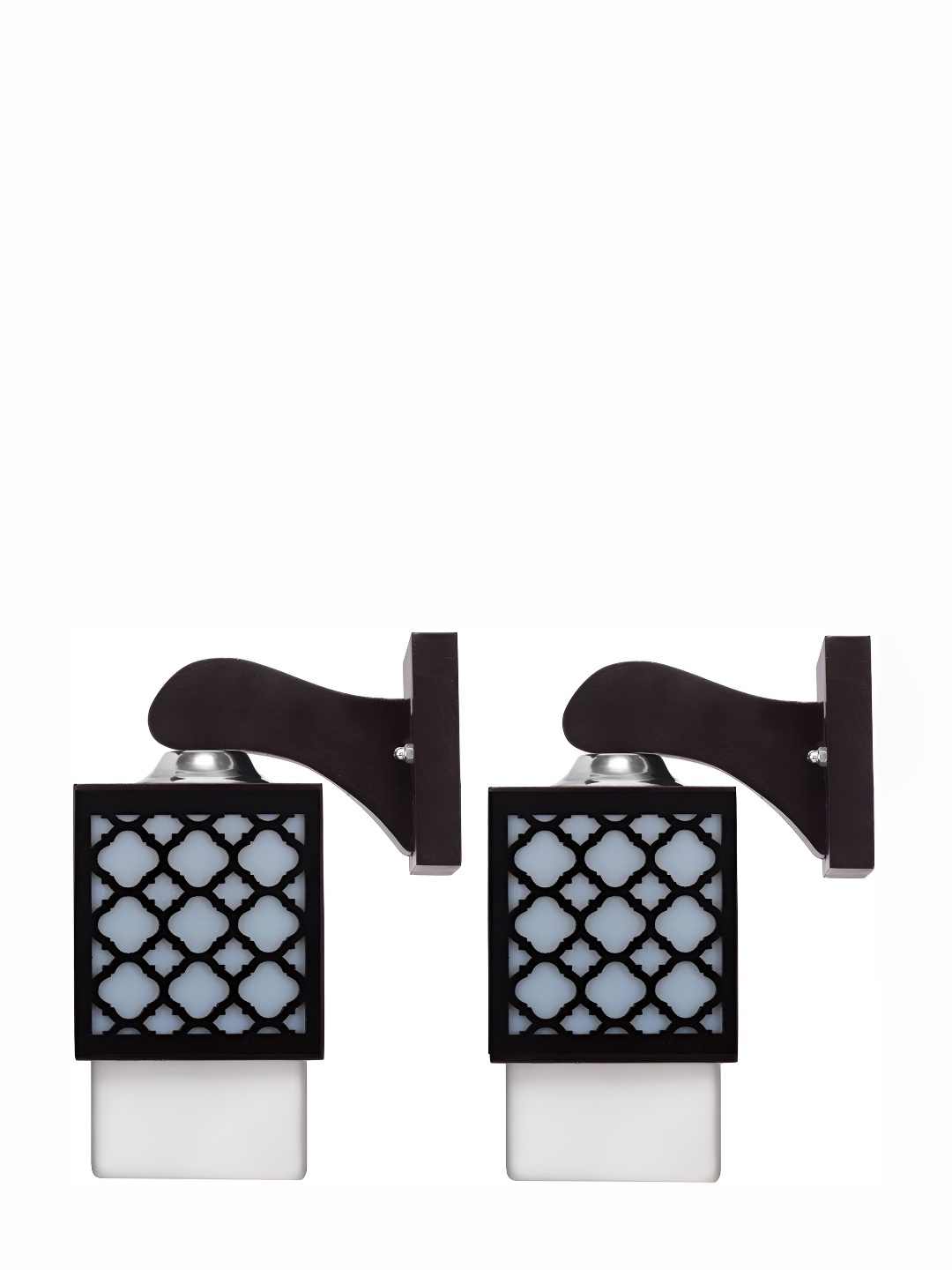 

Afast Black 2 Pieces Textured Wooden Traditional Square Shaped Wall Lamps, Brown