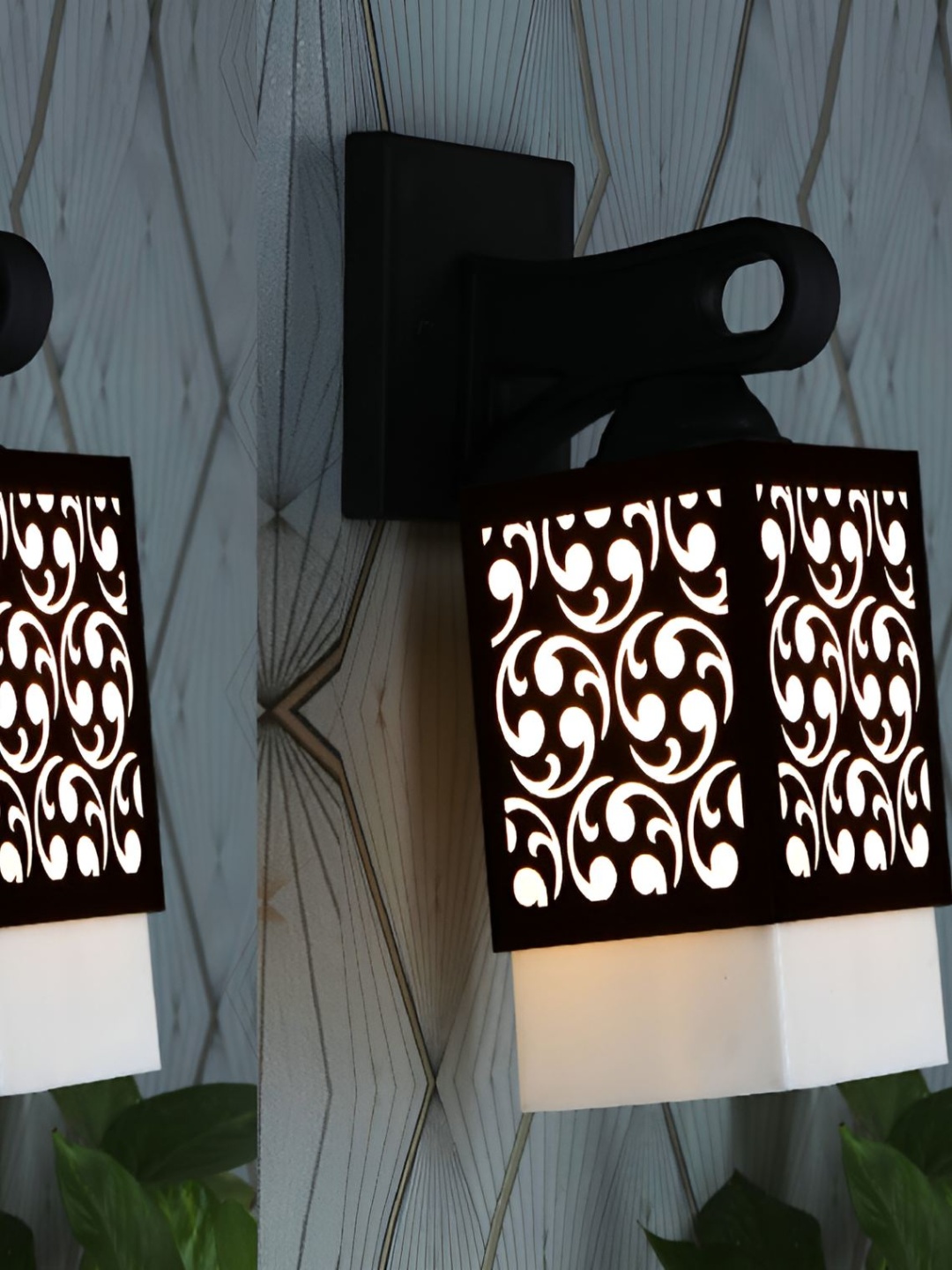 

Afast White & Black 2 Pieces Textured Contemporary Wood Square Shaped Wall Lamps