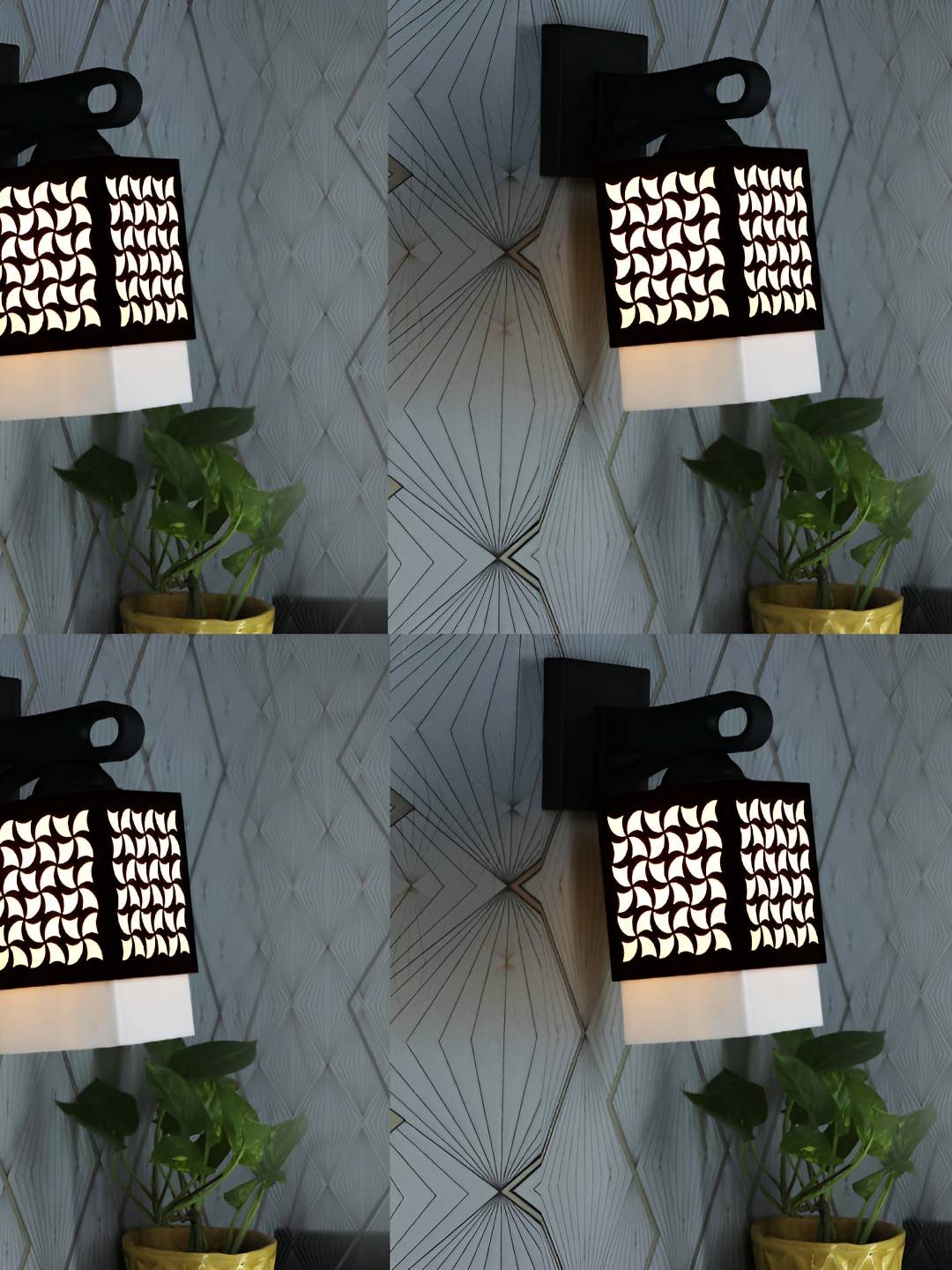 

Afast White & Black 4 Pieces Textured Contemporary Square Wall Lamps