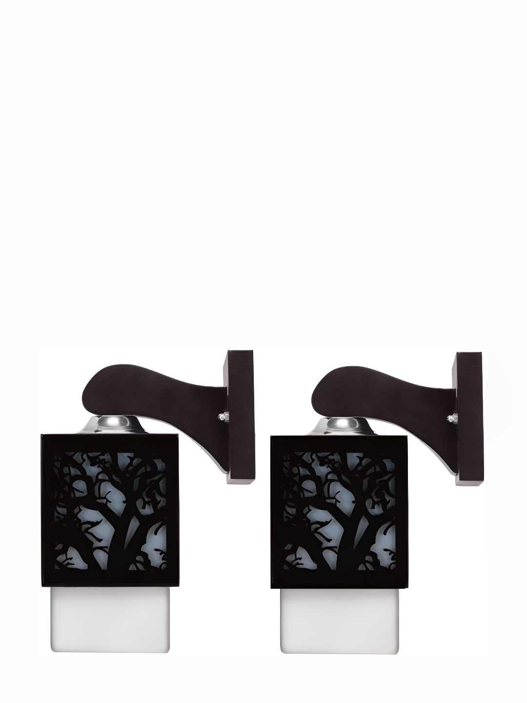 

Afast White & Black 2 Pieces Textured Contemporary Wood Square Shaped Wall Lamps