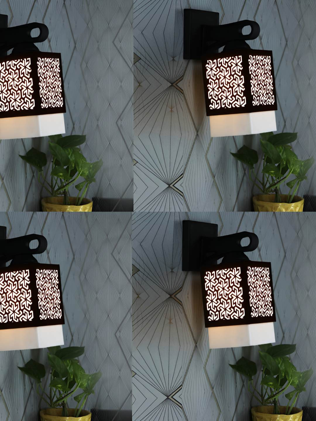 

Afast 4 Pcs Black & White Wooden Traditional Square Shaped Wall Lamps