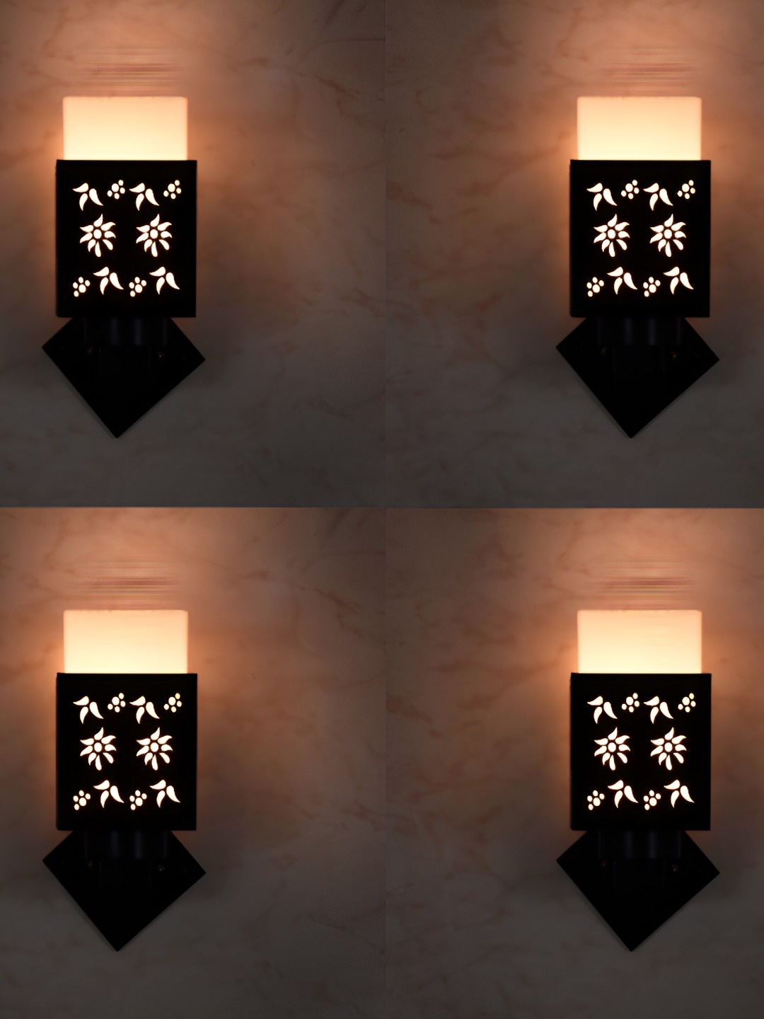 

Afast White & Black 4Pcs Wooden textured Square Shaped Wall Lamp