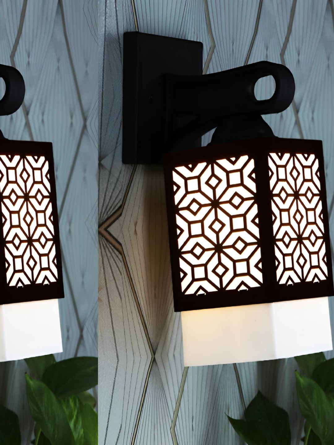 

Afast Black & White 2Pcs Wooden textured Square Shaped Wall Lamps