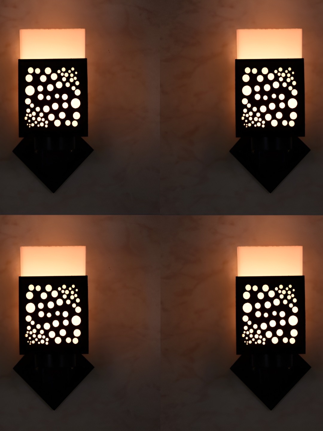 

Afast Black & White 4 Pcs Textured Wood Traditional Square Shaped Wall Lamps