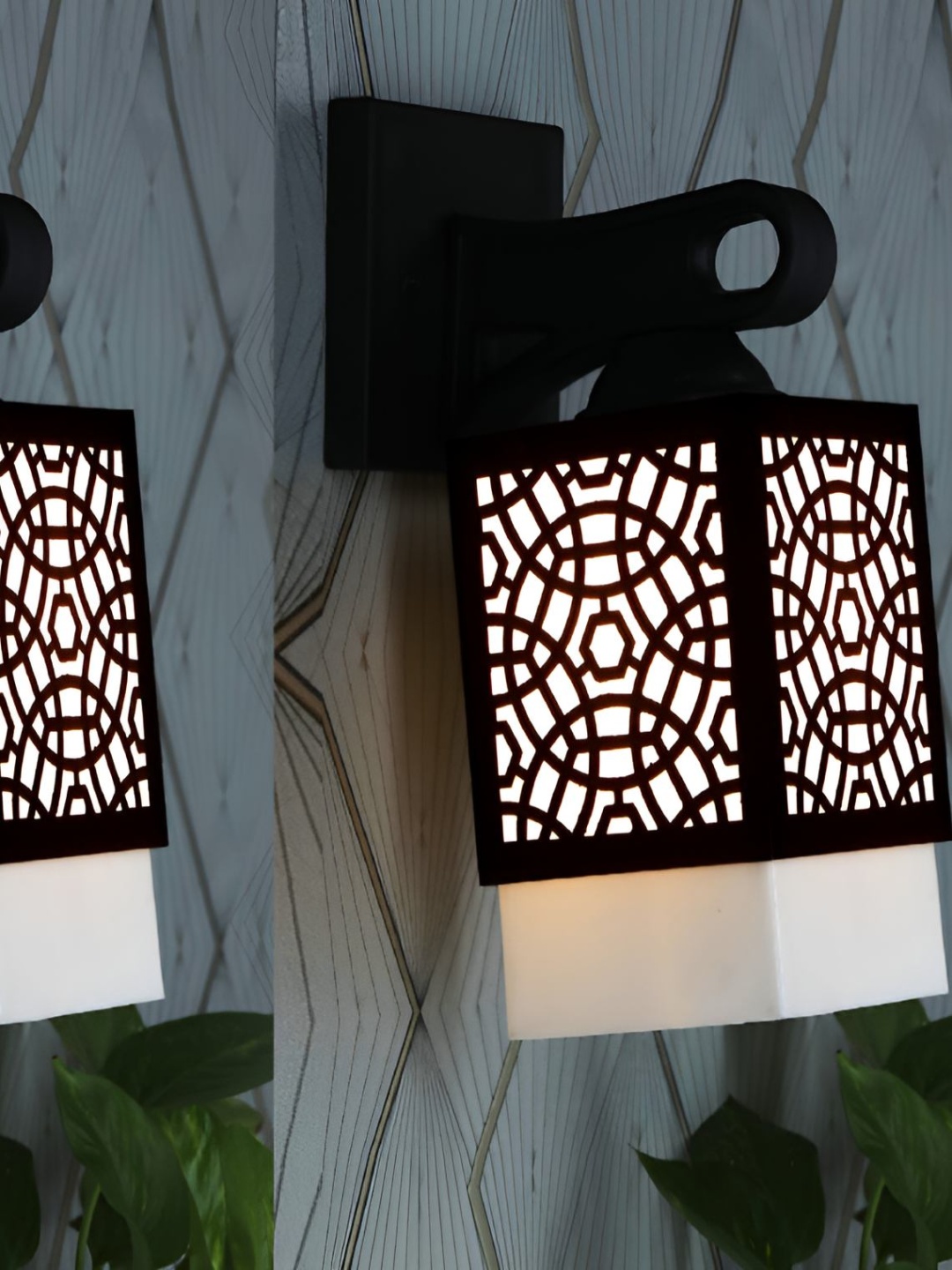 

Afast 2 Pcs Black & White Wooden Traditional Square Shaped Wall Lamps