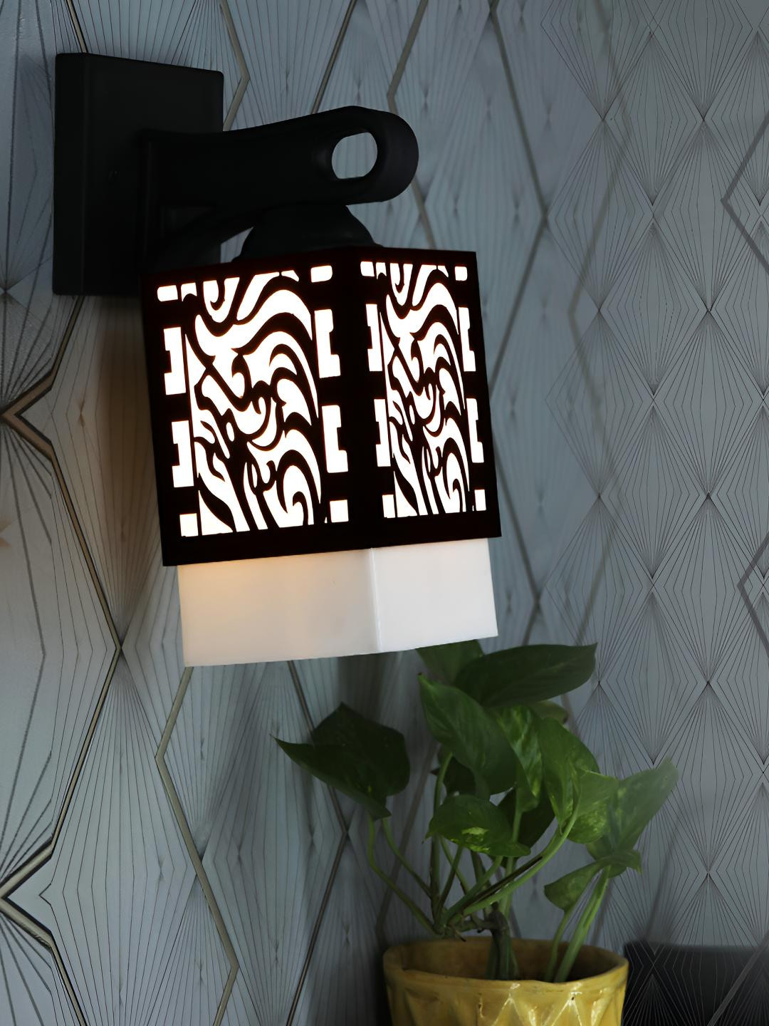 

Afast White & Brown Textured Wooden Traditional Square Shaped Wall Lamp
