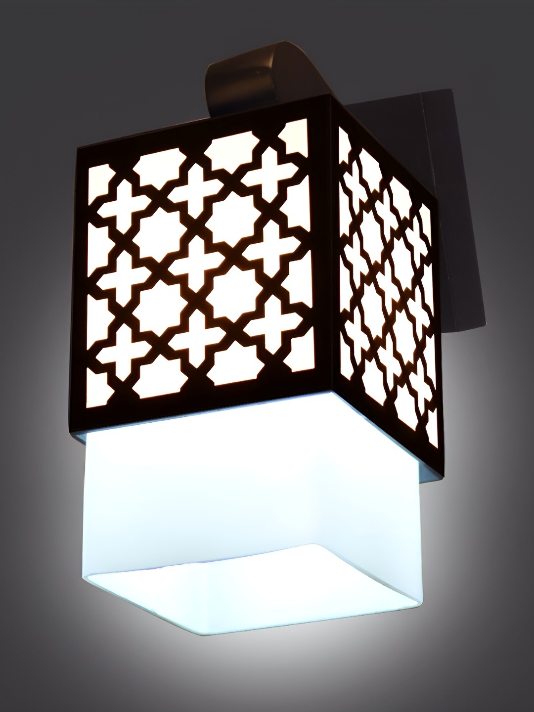 

Afast Black & White Wooden Textured Traditional Square Wall Lamp